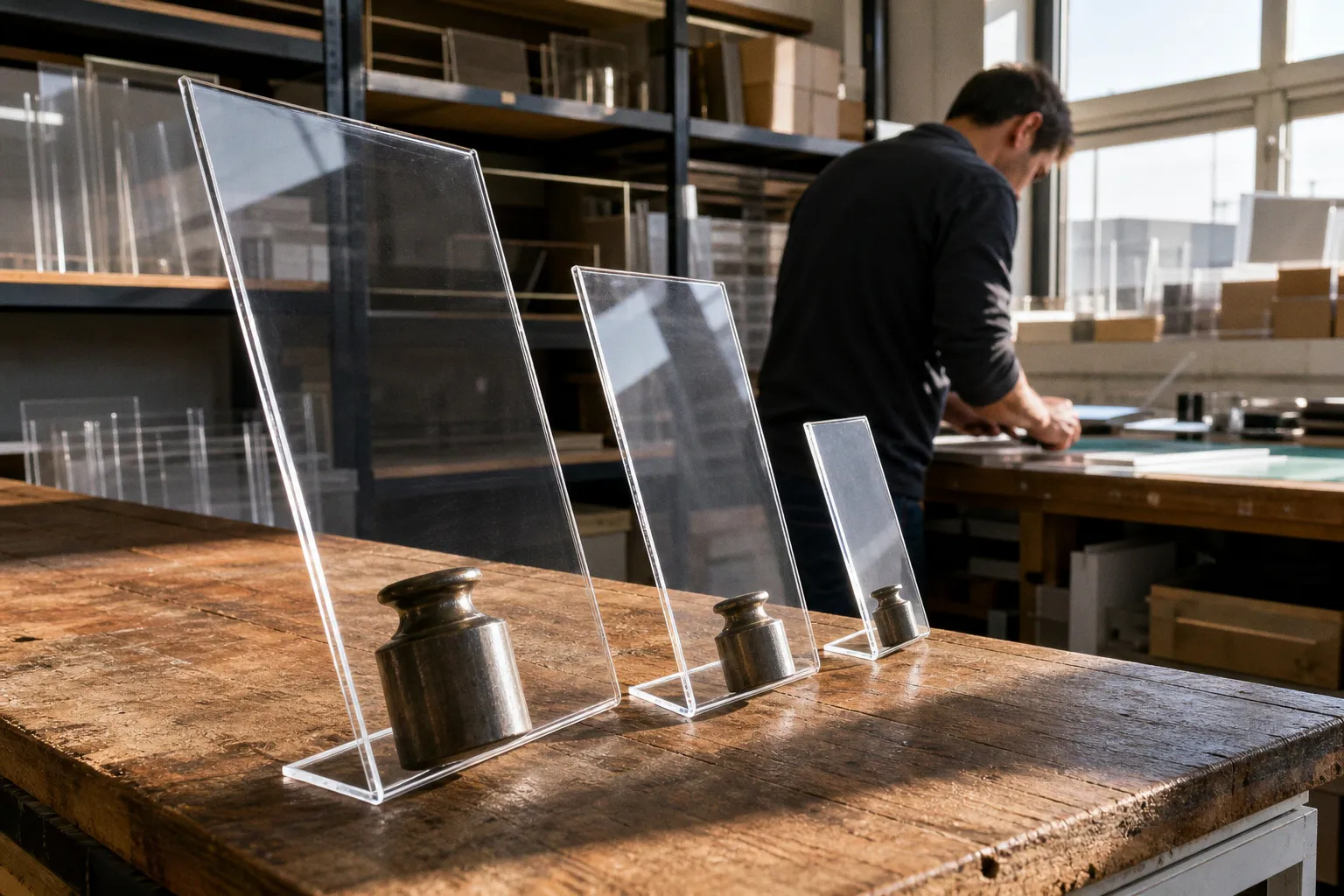 Chevalet plexiglas en L, T ou V : le test de stabilité