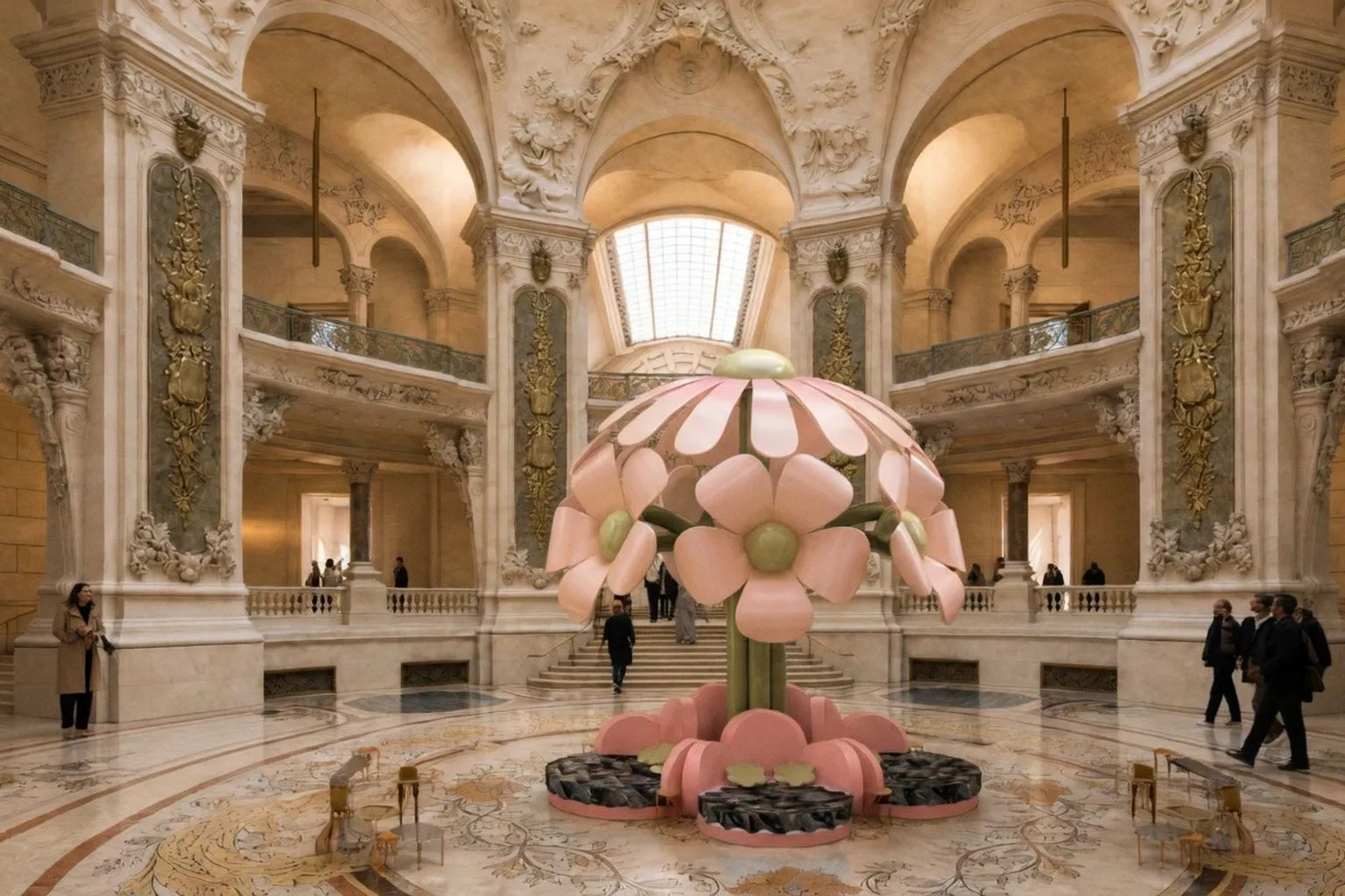Uchronia au Grand Palais : une scénographie monumentale entre lumière et fleurs
