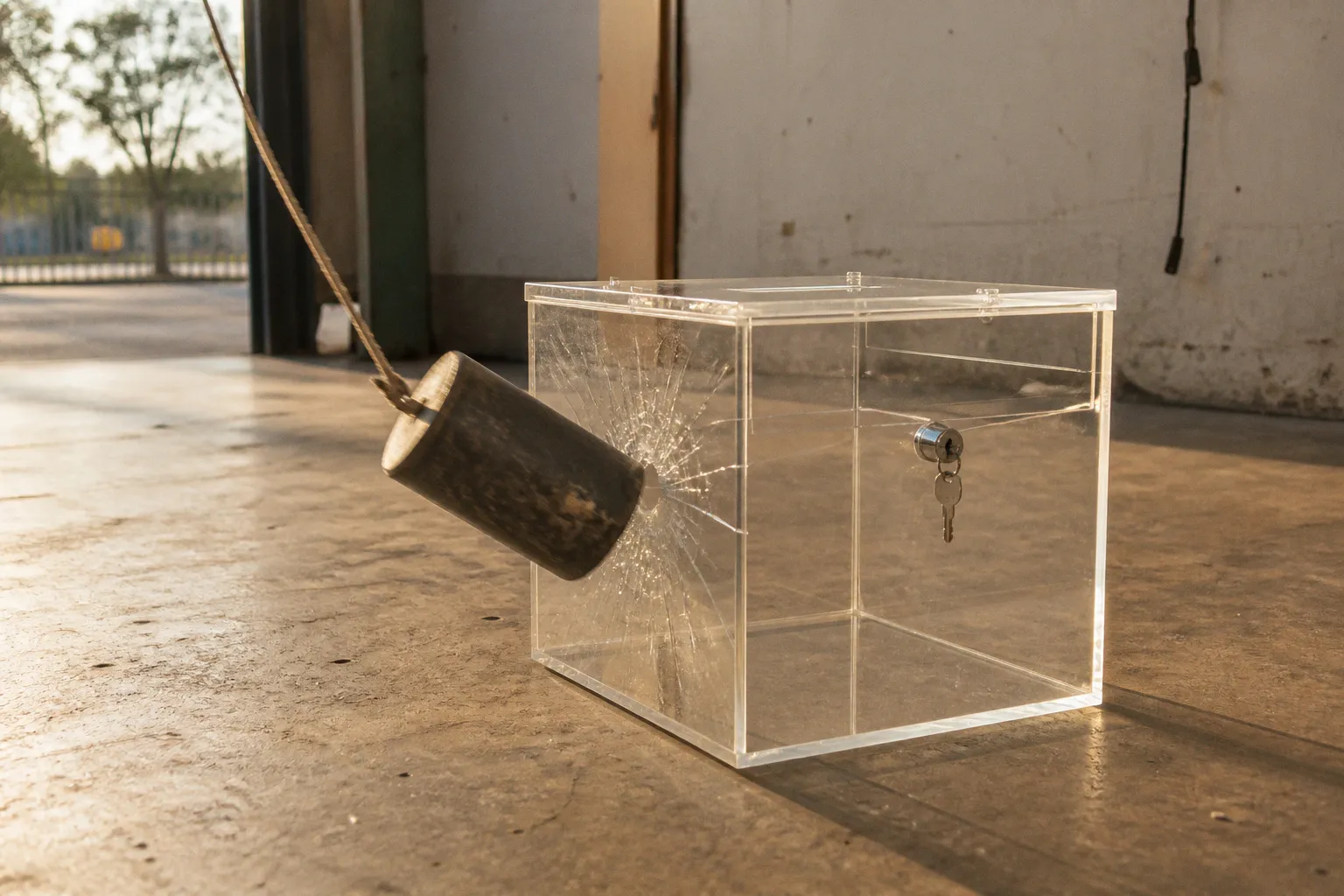 Urne en plexiglas : notre test de résistance aux chocs